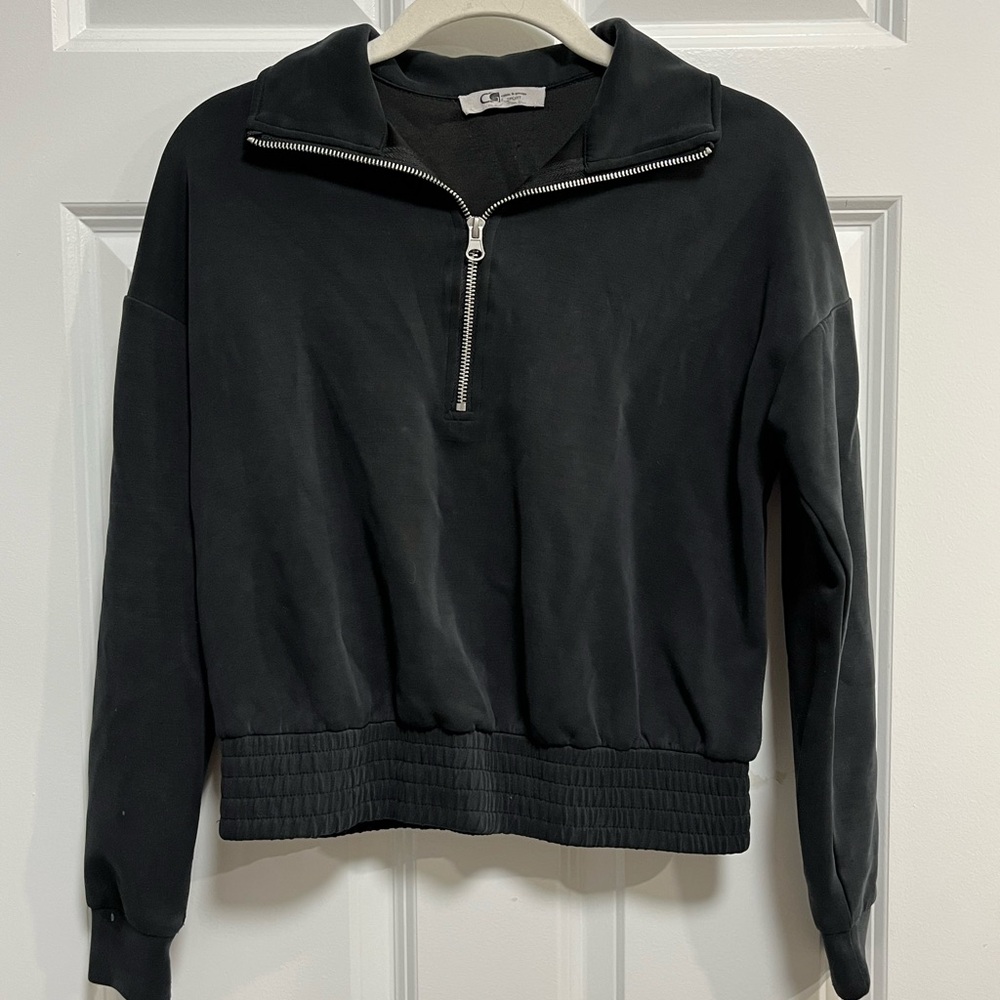 Black Crop Quarter-Zip Pullover